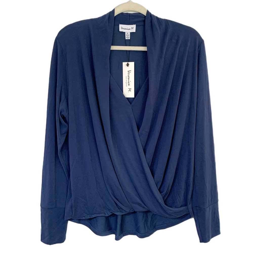Veronica M Navy Blue Long Sleeve Blouse Women’s Size XL